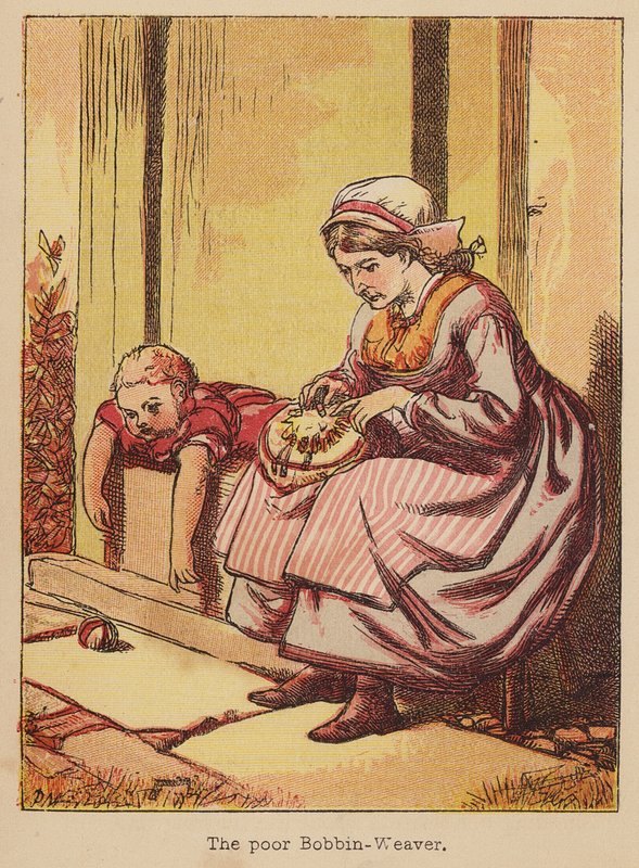 A szegény Bobbin-Weaver (színes metszet) alkotó: Thomas Dalziel