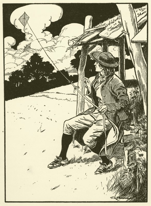 Franklin és sárkánya (metszet) alkotó: Thomas Heath Robinson