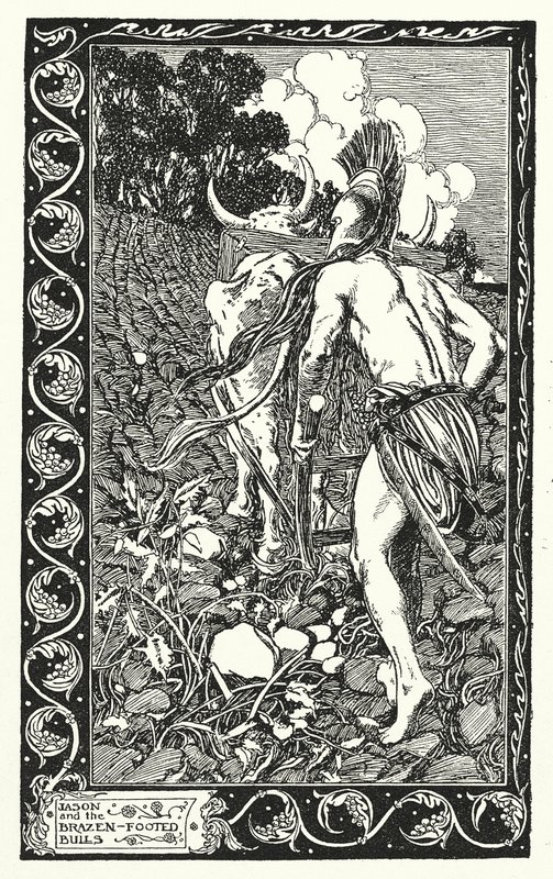 Jason és a pimasz bikák (litográfia) alkotó: Thomas Heath Robinson