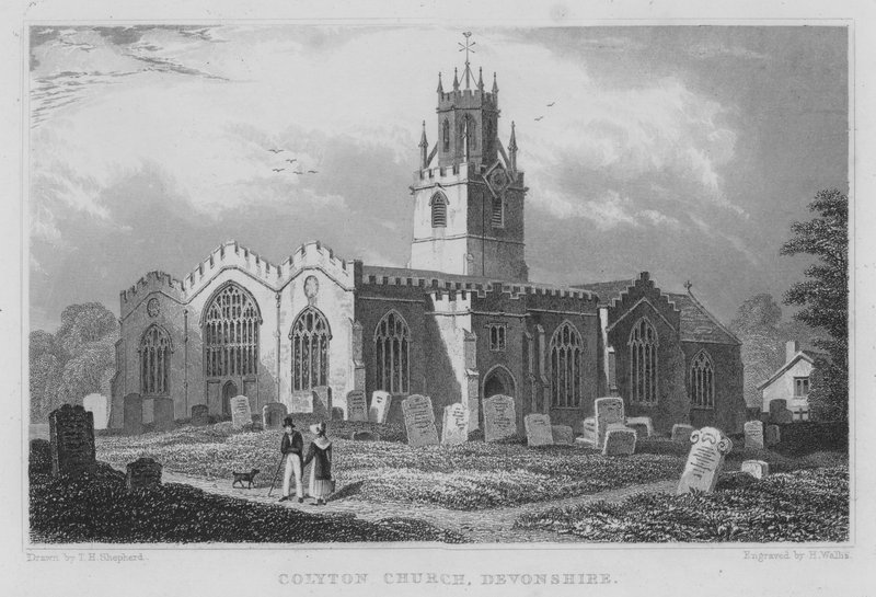 Colyton Church, Devonshire (metszet) alkotó: Thomas Hosmer (after) Shepherd