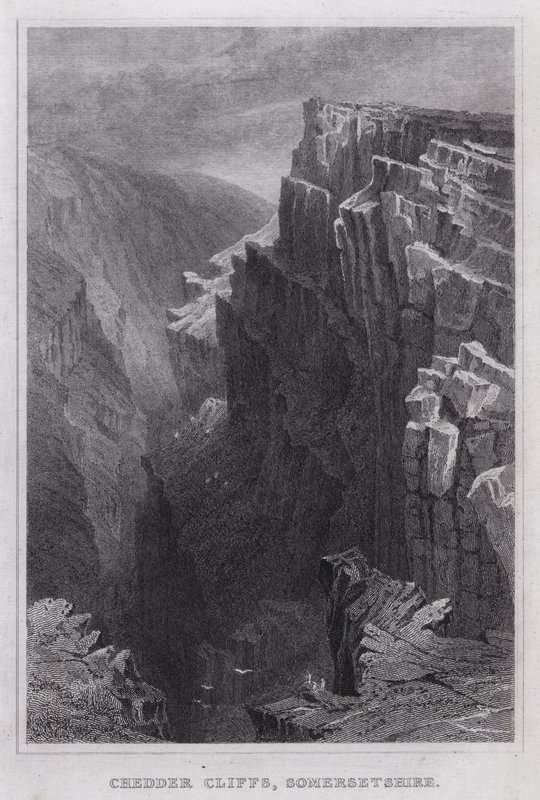 Cheddar Cliffs, Somersetshire (metszet) alkotó: Thomas Hosmer Shepherd