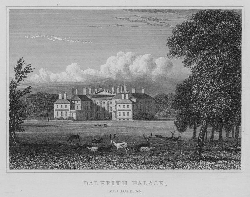 Dalkeith-palota, Mid Lothian (metszet) alkotó: Thomas Hosmer Shepherd