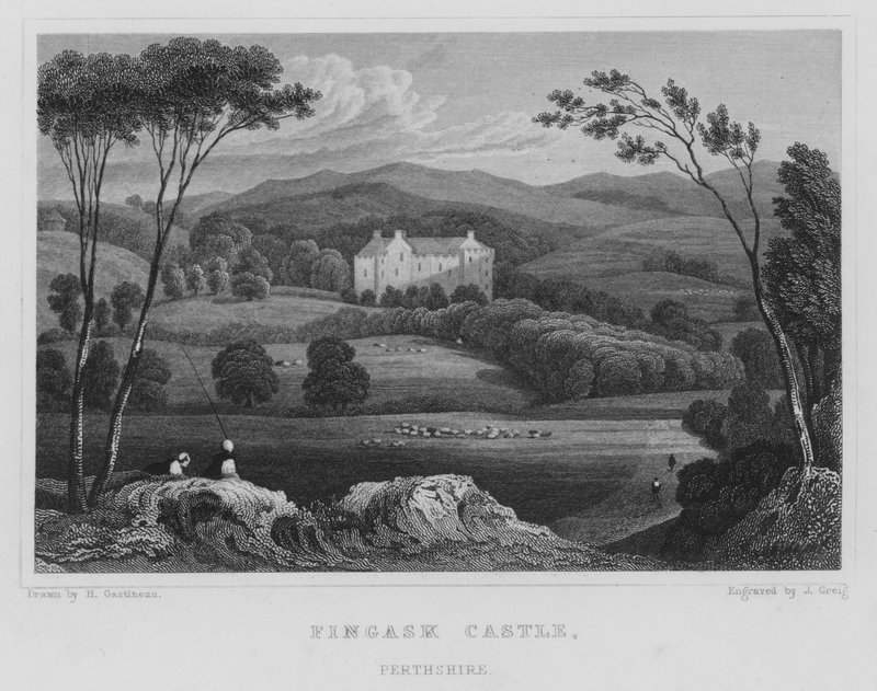 Fingask kastély, Perthshire (metszet) alkotó: Thomas Hosmer Shepherd