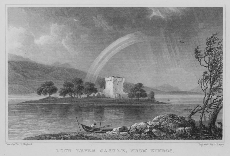 Loch Leven kastély, Kinrosból (metszet) alkotó: Thomas Hosmer Shepherd