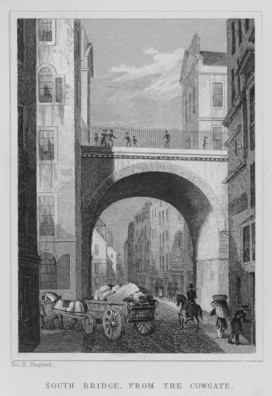 Déli híd a Cowgate felől (metszet) alkotó: Thomas Hosmer Shepherd