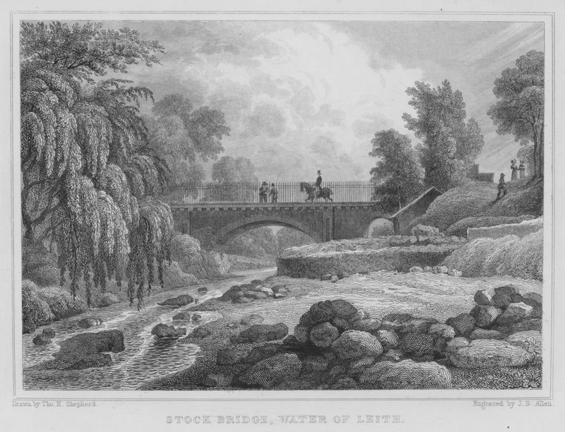 Stock Bridge, Water of Leith (metszet) alkotó: Thomas Hosmer Shepherd