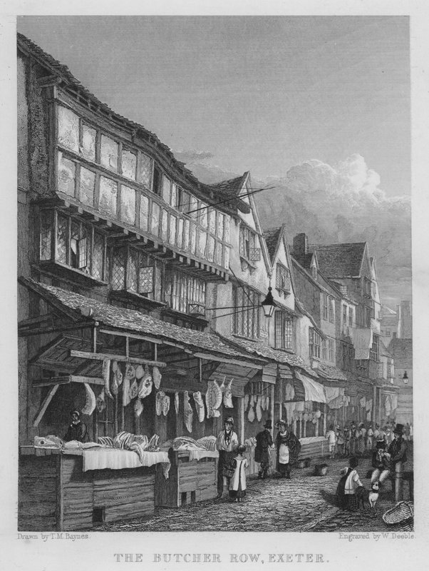 The Butcher Row, Exeter (metszet) alkotó: Thomas Mann (after) Baynes