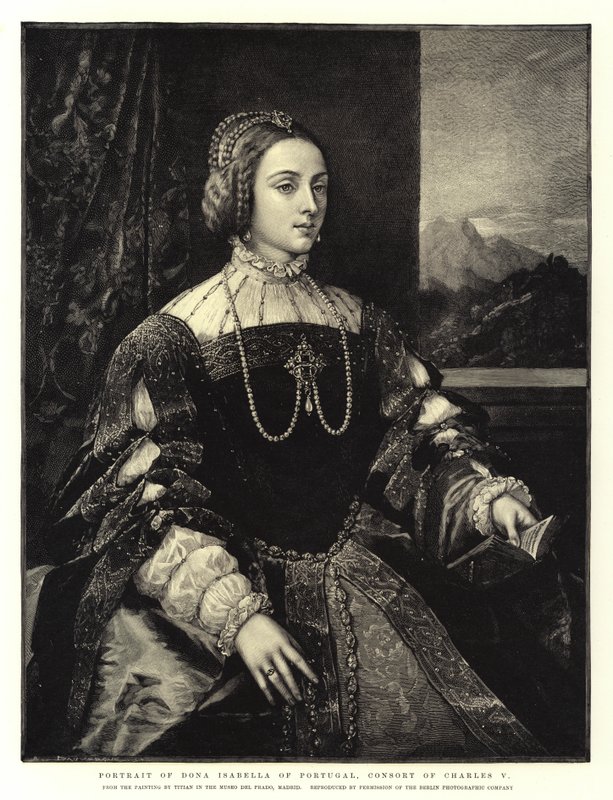A portugál Dona Isabella portréja, V. Károly hitvese alkotó: Tiziano Vecelli