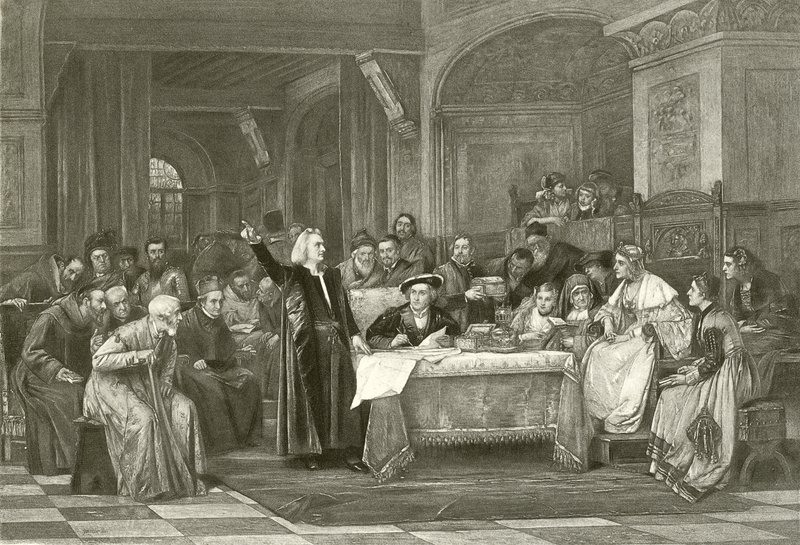 Kolumbusz Izabella előtt (mélynyomás) alkotó: Vaclav Brozik