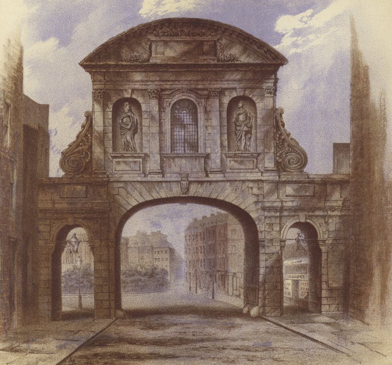 Temple Bar, Fleet Street (chromolitho) alkotó: Waldo Sargeant