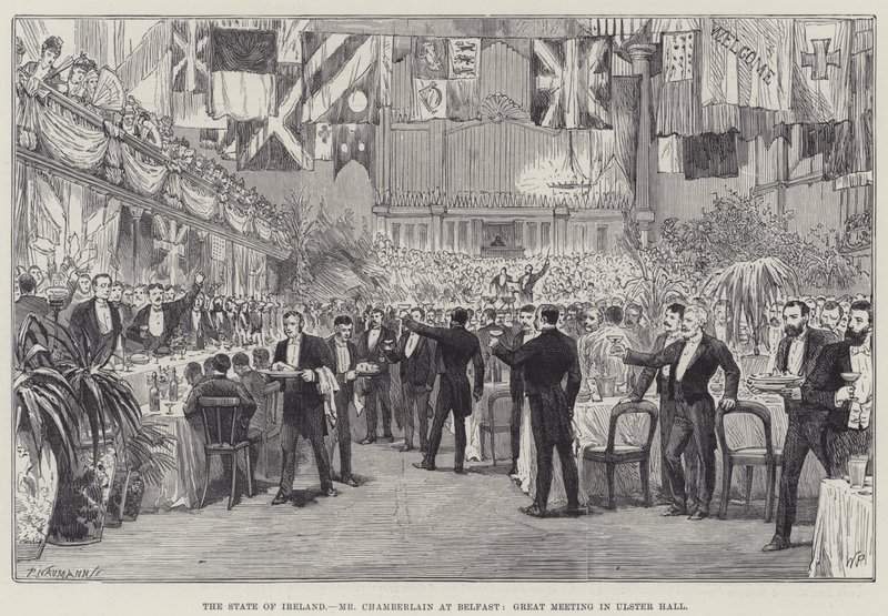 Írország helyzete, Chamberlain úr Belfastban, nagygyűlés az Ulster Hallban alkotó: Walter Paget