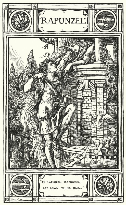 Rapunzel (metszet) alkotó: Walter (after) Crane