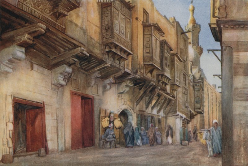 Utcai jelenet, Bab-el-Sharia, Kairó alkotó: Walter Spencer Stanhope Tyrwhitt