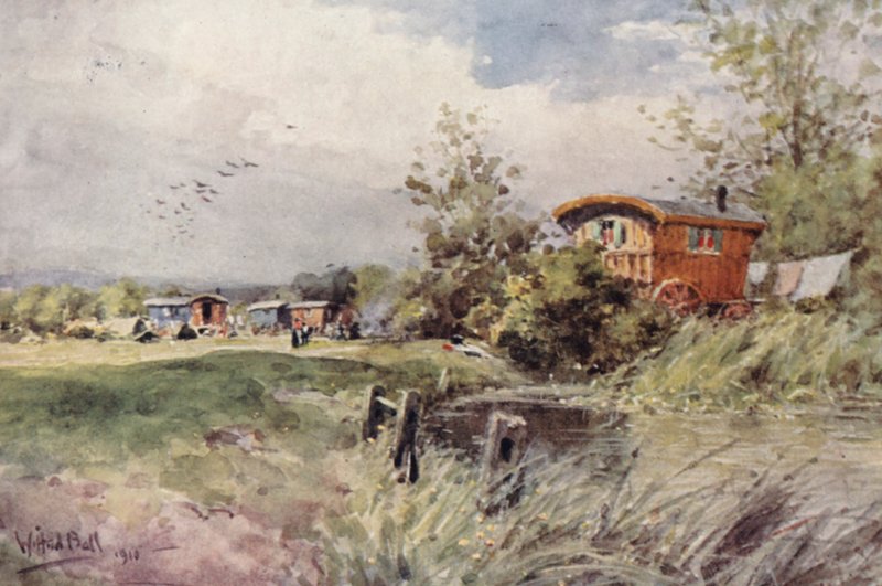 Cigánytábor (színes litográfia) alkotó: Wilfrid Williams Ball