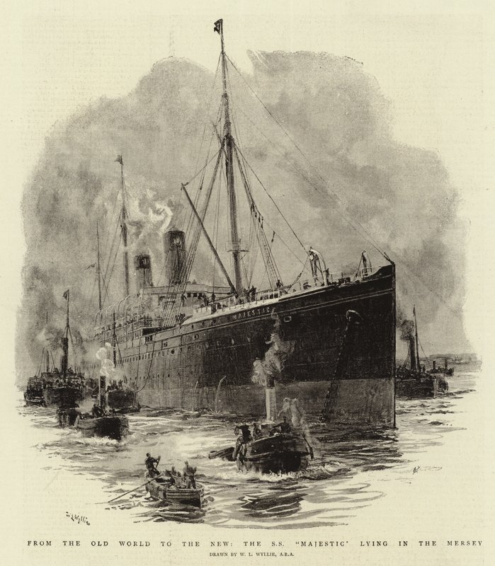 A régi világtól az újig, a Merseyben fekvő S S Majestic alkotó: William Lionel Wyllie