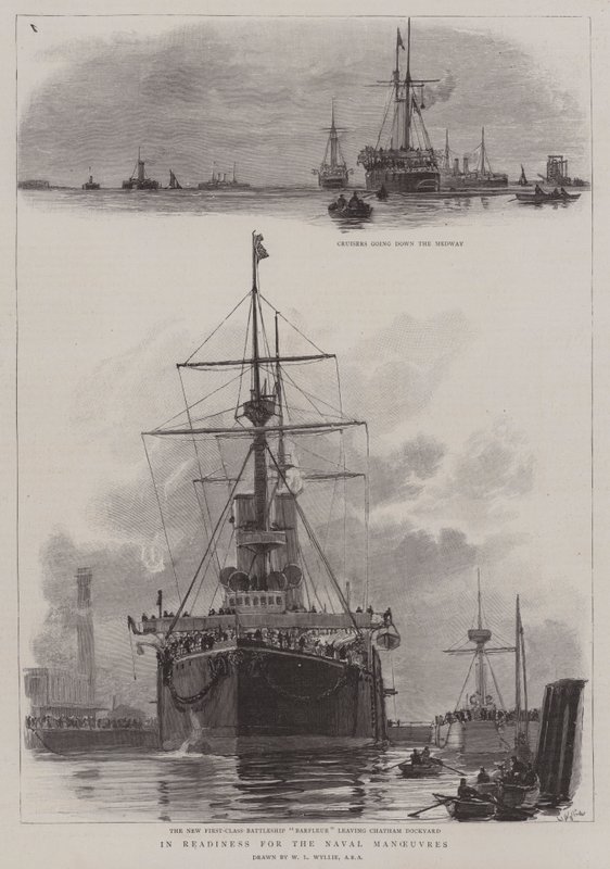 A haditengerészeti manőverekre való felkészültségben alkotó: William Lionel Wyllie