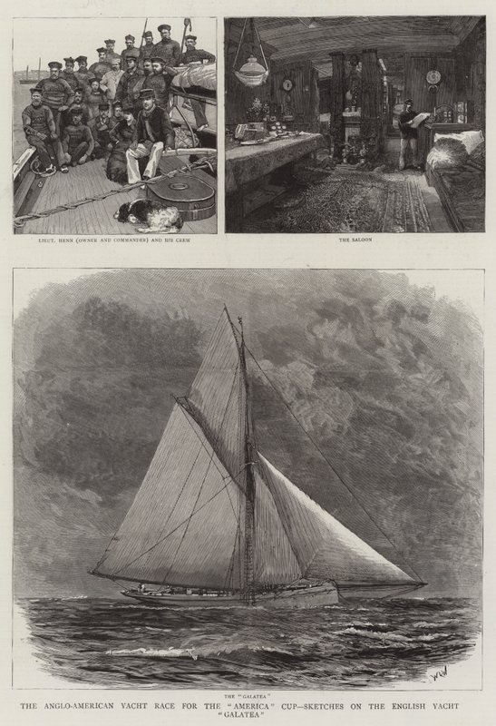 Az angol-amerikai jachtverseny az Amerika Kupáért, Vázlatok az angol Yacht Galateán alkotó: William Lionel Wyllie