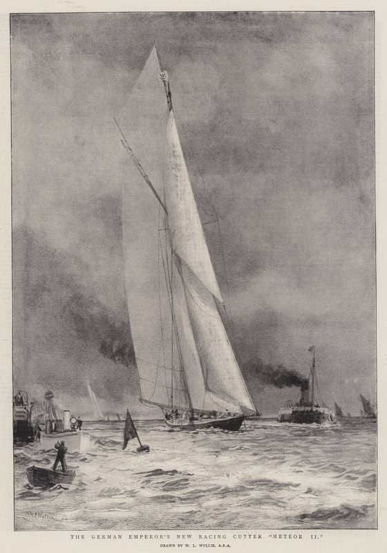 A német császár új versenyhajója, a Meteor II. alkotó: William Lionel Wyllie