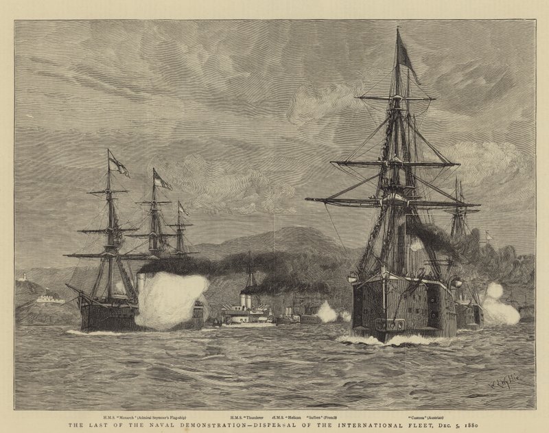 Az utolsó haditengerészeti demonstráció, a nemzetközi flotta szétszóródása, 1880. december 5. alkotó: William Lionel Wyllie
