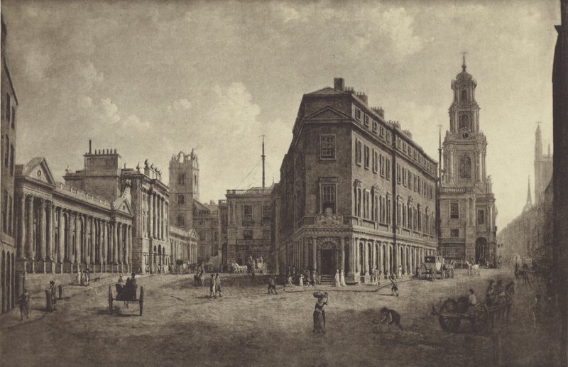 Bank of England és Royal Exchange, 1790 alkotó: William Marlow