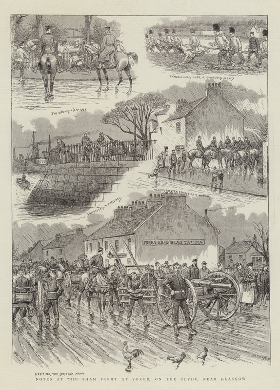 Feljegyzések a Glasgow melletti Yokerben, a Clyde-on, a Glasgow melletti Sham Fight-on alkotó: William Ralston