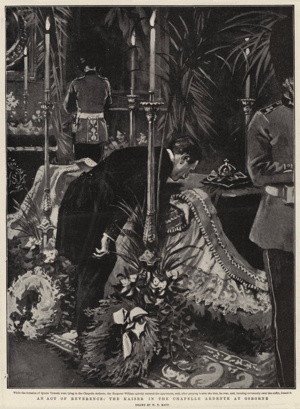 A tiszteletadás aktusa, a császár az Osborne-i Chapelle Ardente kápolnában alkotó: William T. Maud