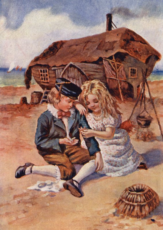 David Copperfield gyermekkora (színes litográfia) alkotó: William (after) Rainey