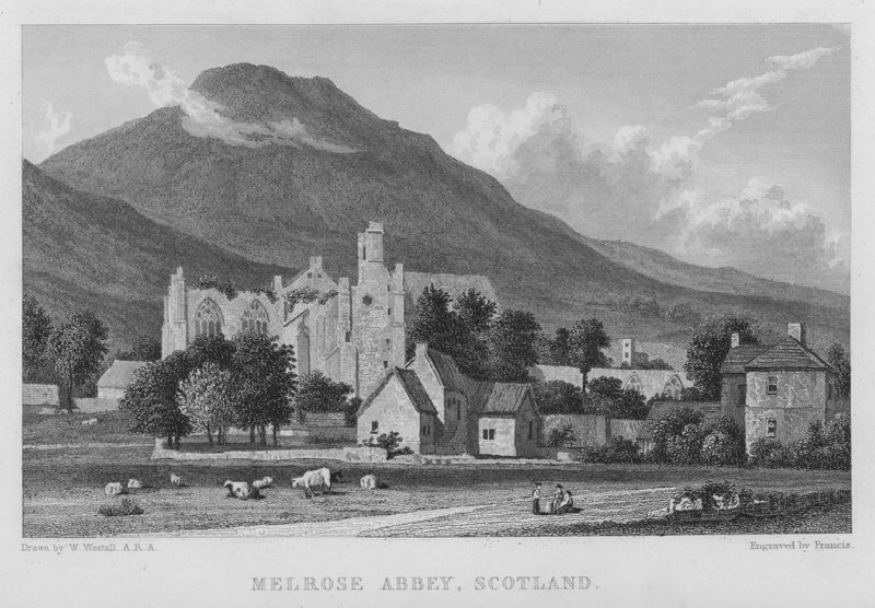 Melrose Abbey, Skócia (metszet) alkotó: William (after) Westall