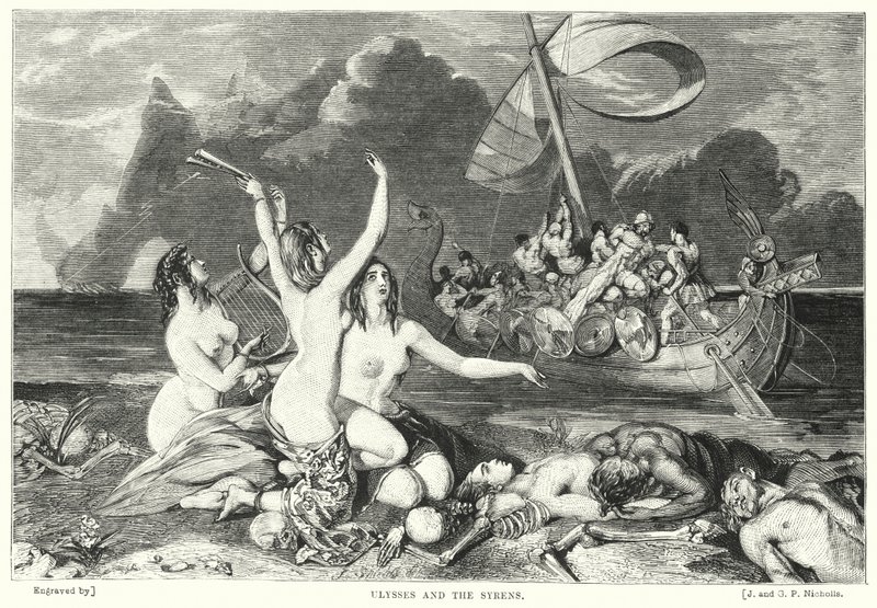 Ulysses és a Szirének (metszet) alkotó: William Ellis