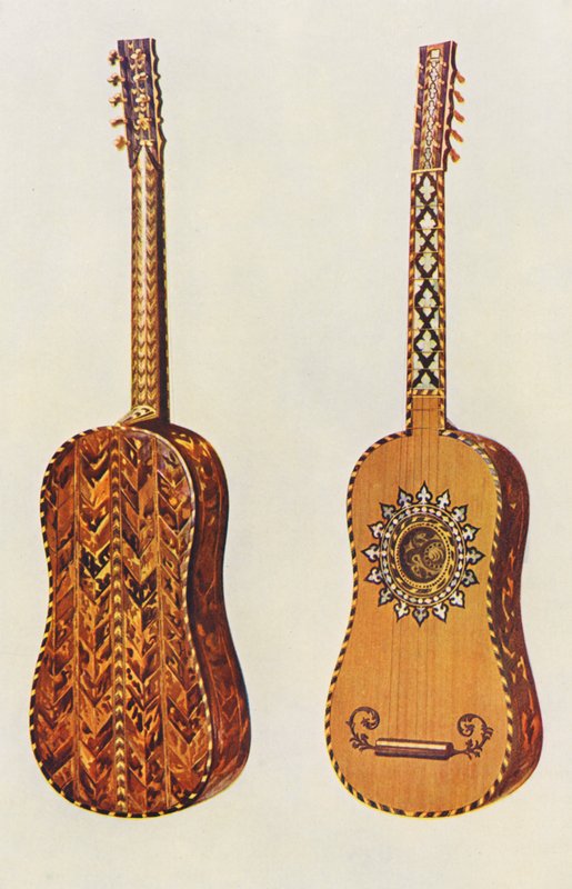 Hangszerek: Rizzio gitár (színes litográfia) alkotó: William Gibb