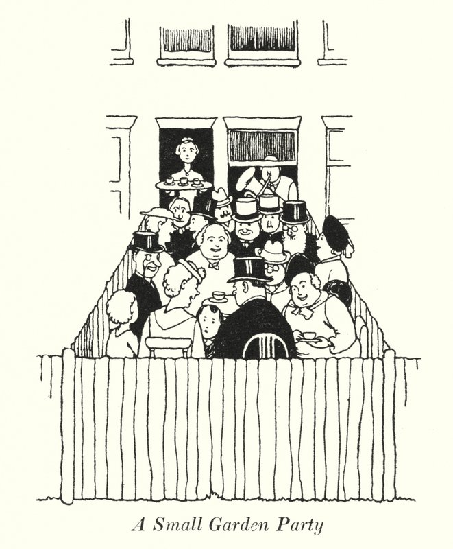 Kis kerti parti (litho) alkotó: William Heath Robinson