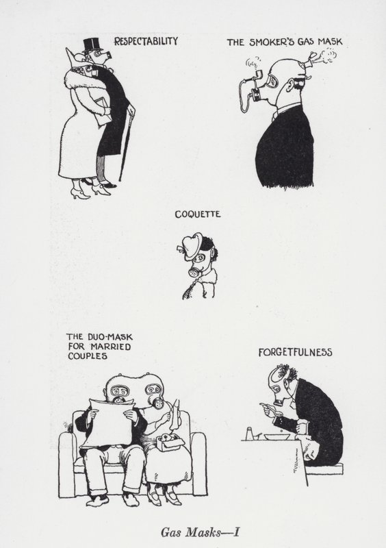 Gázálarcok – I (litho) alkotó: William Heath Robinson