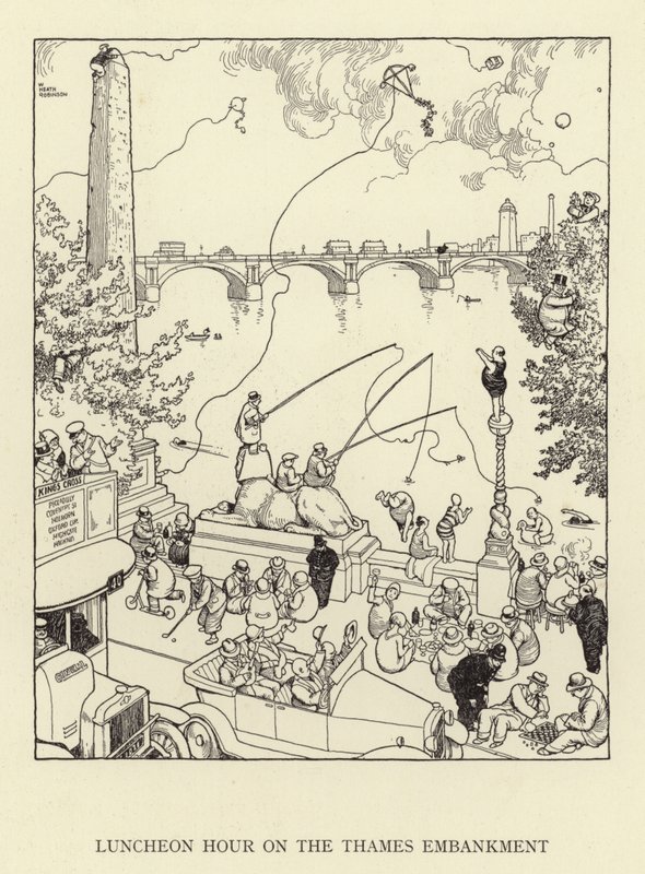Ebédóra a Temze rakparton alkotó: William Heath Robinson