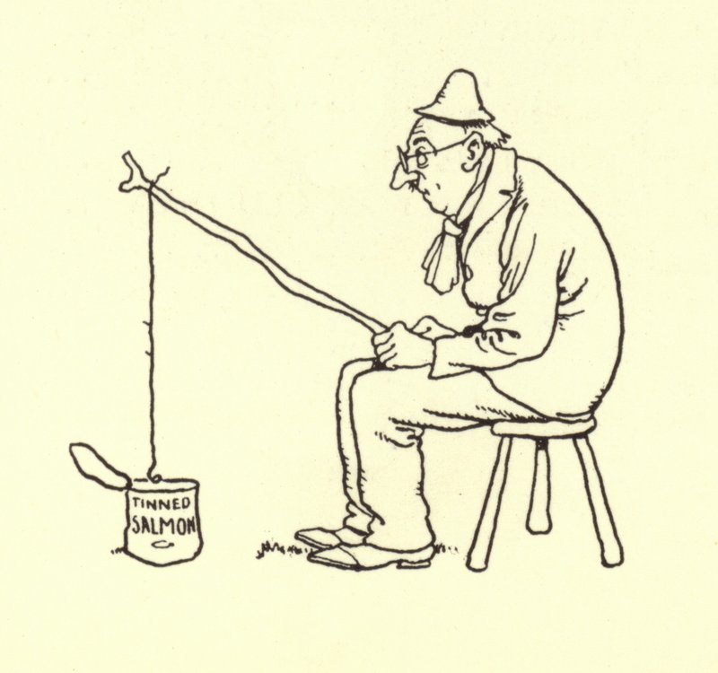 Lazackonzervre halászó ember alkotó: William Heath Robinson
