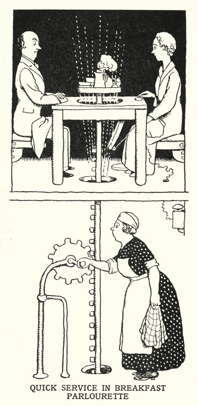 Gyors kiszolgálás a Breakfast Parlourette-ben (litho) alkotó: William Heath Robinson
