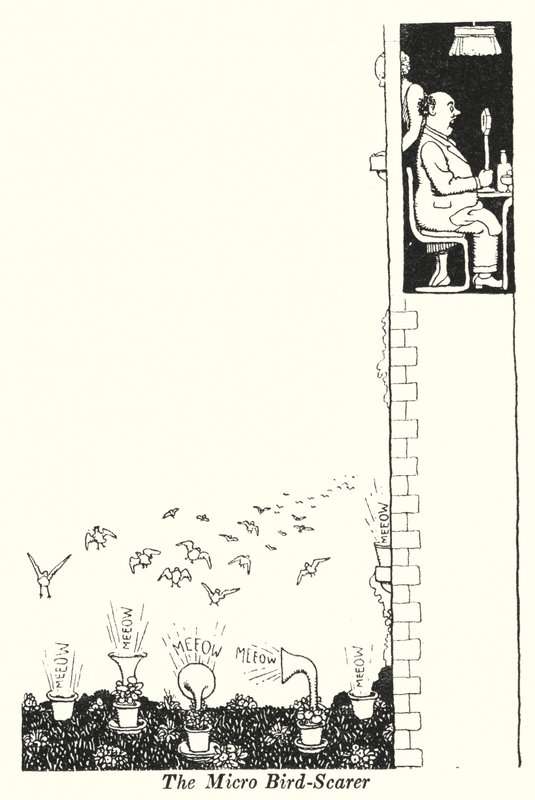 A mikro madárijesztő (litho) alkotó: William Heath Robinson