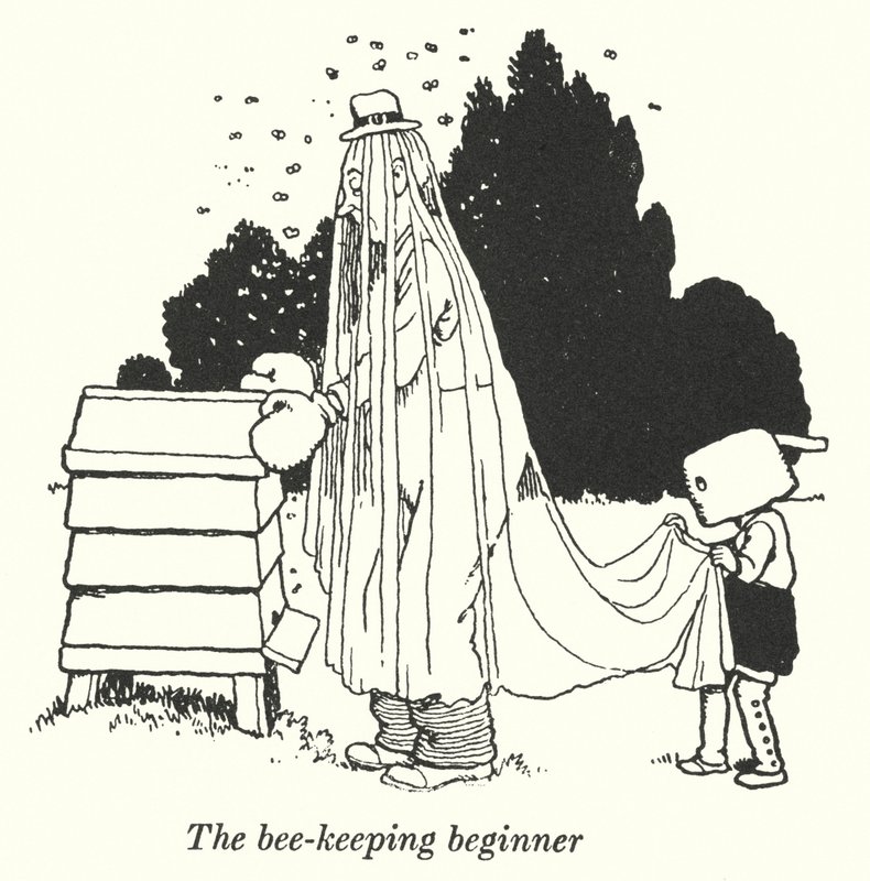 A méhészkedés kezdő (litho) alkotó: William Heath Robinson