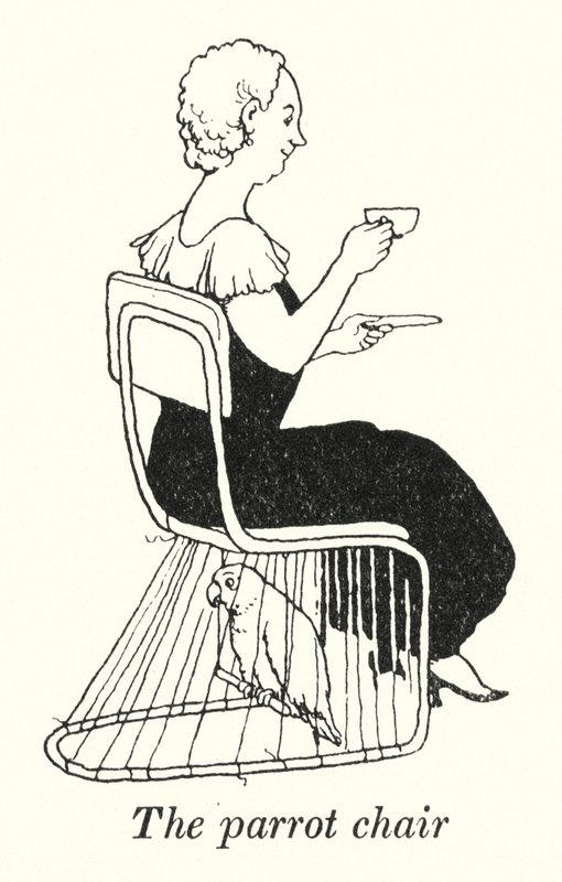 A papagáj szék (litho) alkotó: William Heath Robinson