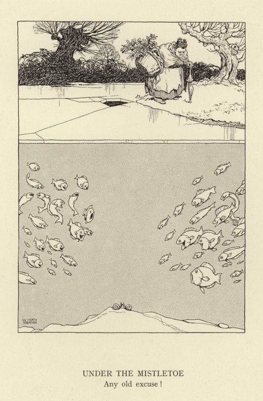 A fagyöngy alatt, bármilyen régi kifogás alkotó: William Heath Robinson