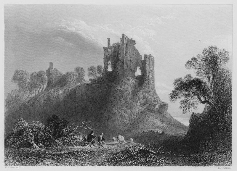 Carrigogunnell kastély, Limerick közelében (metszet) alkotó: William Henry (after) Bartlett