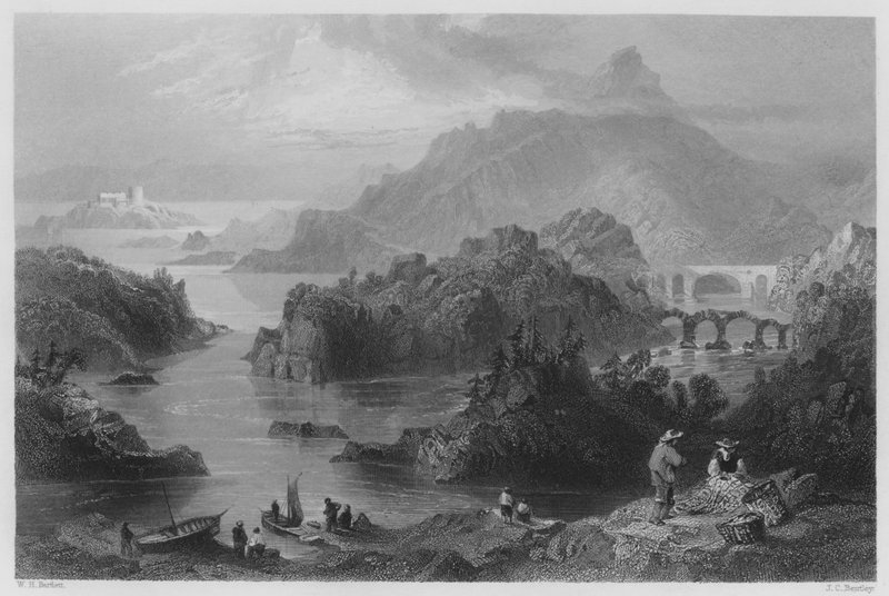 Cromwell hídja, Glengarriff (metszet) alkotó: William Henry (after) Bartlett