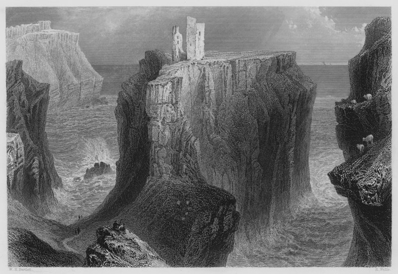 Dunseverick kastély, Antrim megye (metszet) alkotó: William Henry (after) Bartlett