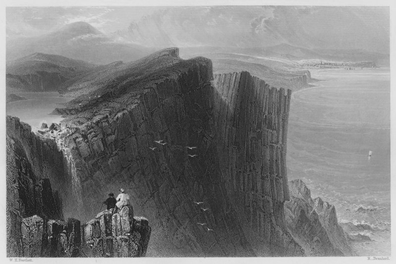 Fairhead, Antrim megye (metszet) alkotó: William Henry (after) Bartlett