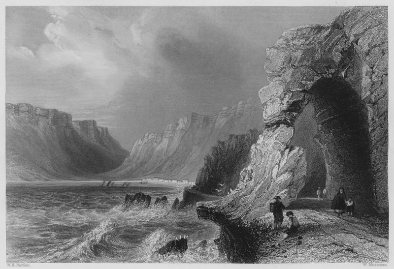 Glenariff, Antrim megye (metszet) alkotó: William Henry (after) Bartlett