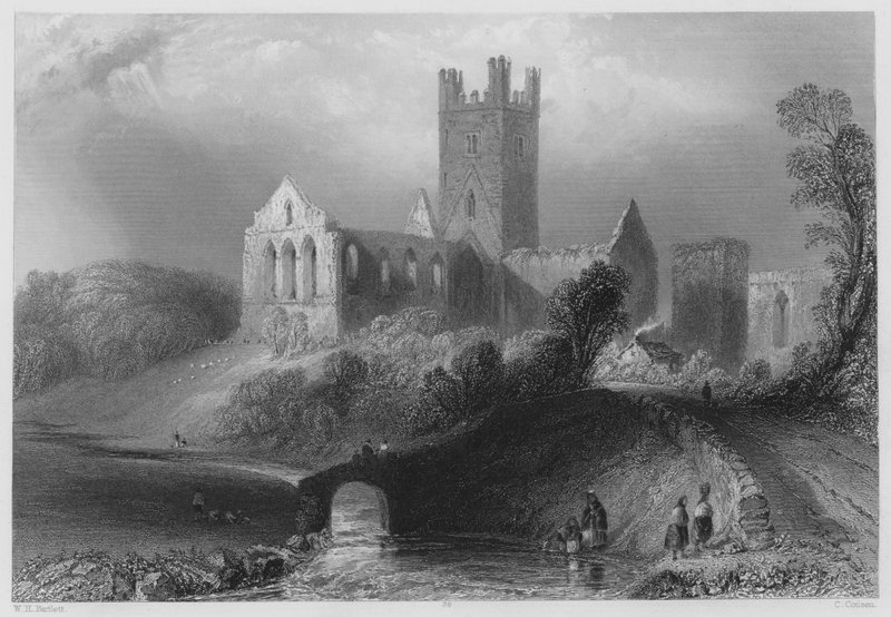 Jerpoint Abbey (metszet) alkotó: William Henry (after) Bartlett