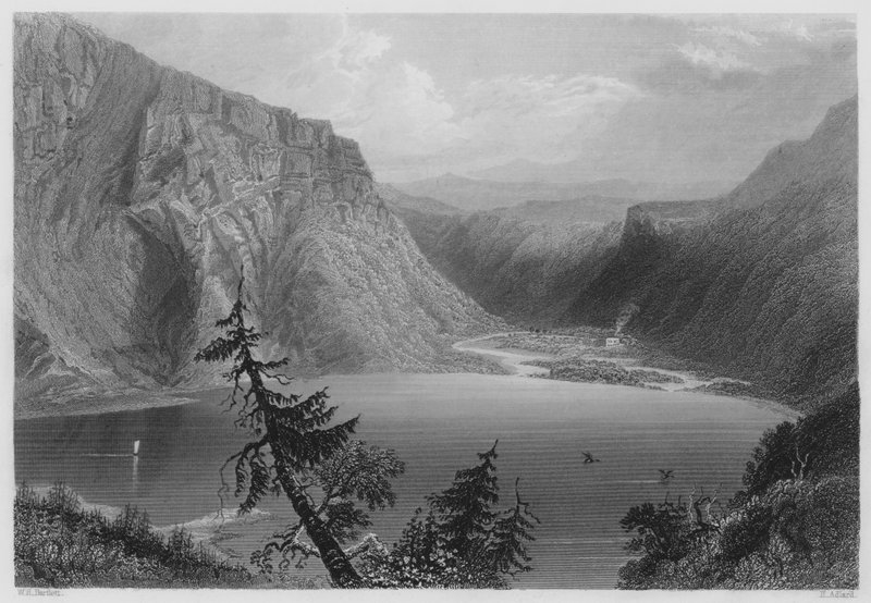 Luggelaw, Wicklow megye (metszet) alkotó: William Henry (after) Bartlett