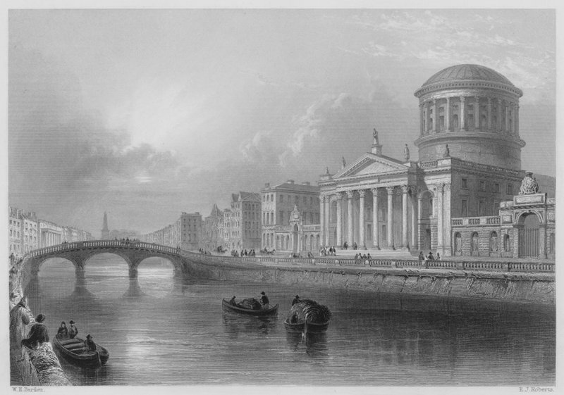 The Four Courts, Dublin (metszet) alkotó: William Henry (after) Bartlett