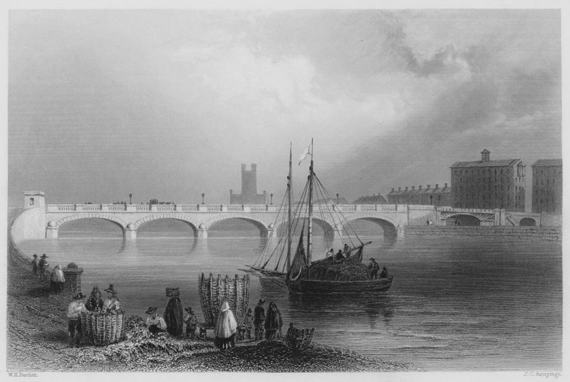 Wellesley híd, Limerick (metszet) alkotó: William Henry (after) Bartlett