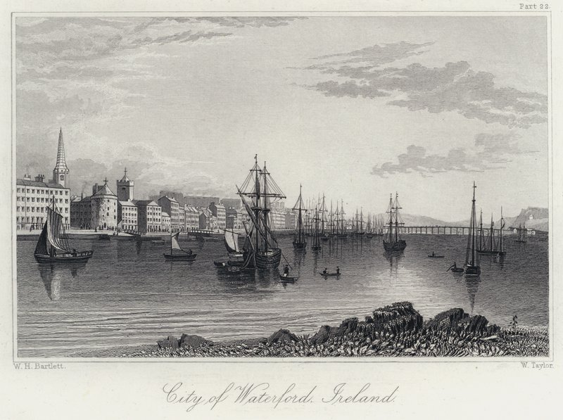 Waterford városa, Írország (metszet) alkotó: William Henry Bartlett