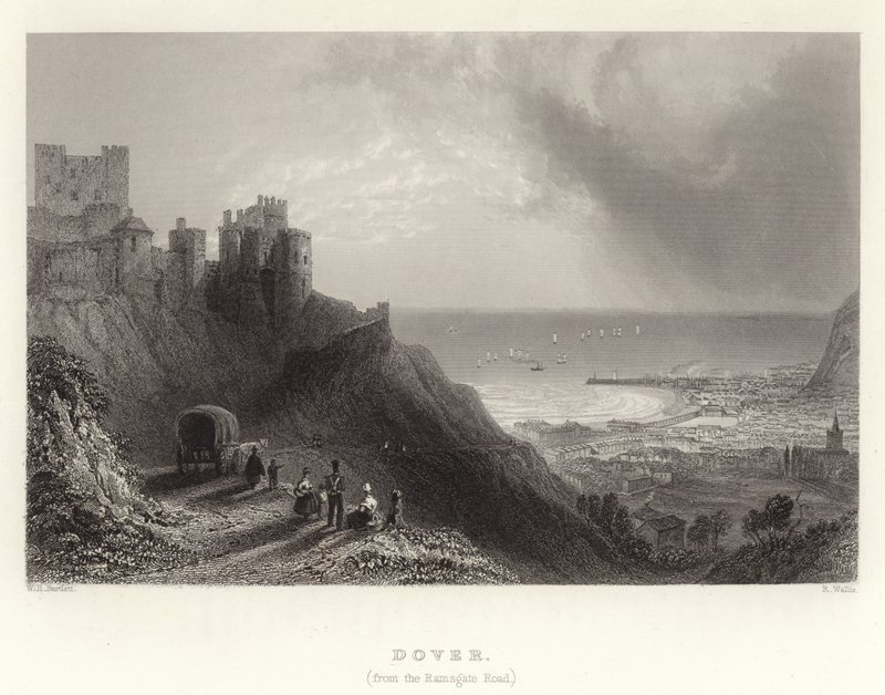 Dover, (a Ramsgate Road felől) alkotó: William Henry Bartlett
